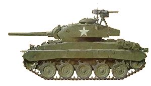 Side view drawing of a Light Tank, M24